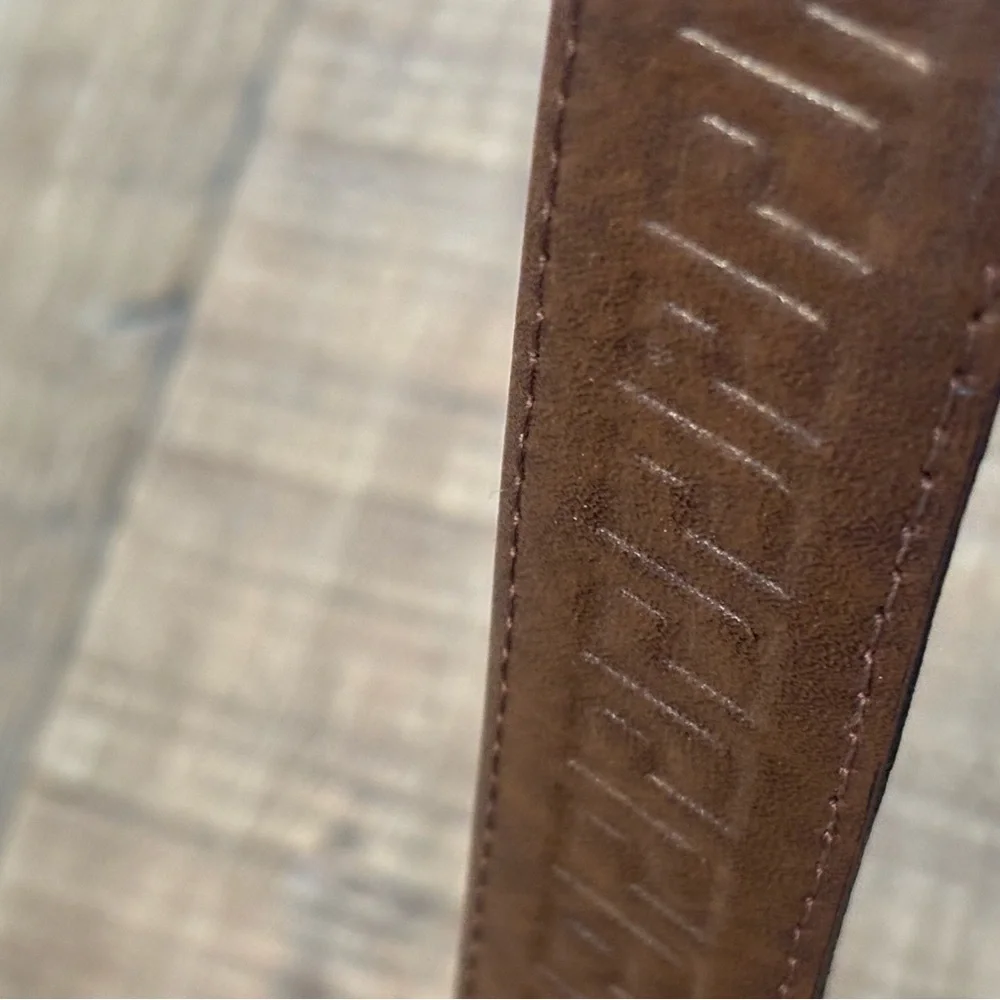 Meander Leather Embossed Belt. Textured Pattern | Medium Brown | Men’s 45.5”L